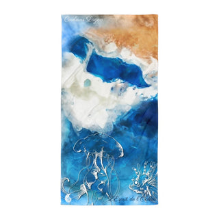 Serviette 30x60 PM3.1 MARBRE MARINE MEDUSE - Couleurs Lagon