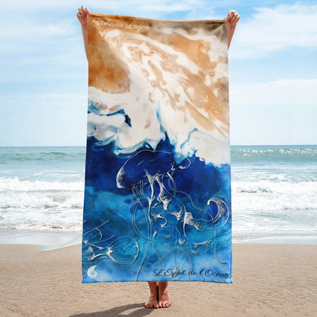 Serviette 30x60 PM3.3 MARBRE MARINE MEDUSE 2 - Couleurs Lagon