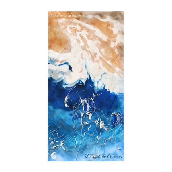Serviette 30x60 PM3.3 MARBRE MARINE MEDUSE 2 - Couleurs Lagon