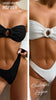 Sexy Bikini 2 pièces Bandeau O 3D Ajouré et Bas Tangua - Couleurs Lagon