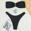 Sexy Bikini 2 pièces Bandeau O 3D Ajouré et Bas Tangua - Couleurs Lagon