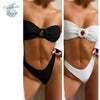 Sexy Bikini 2 pièces Bandeau O 3D Ajouré et Bas Tangua - Couleurs Lagon