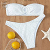Sexy Bikini 2 pièces Bandeau O Brodé Ajouré et Bas Tangua - Couleurs Lagon