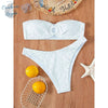 Sexy Bikini 2 pièces Bandeau O Brodé Ajouré et Bas Tangua - Couleurs Lagon