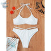 Sexy Bikini 2 pièces Bandeau Push-Up Brodé Ajouré Bas Tangua - Couleurs Lagon