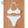 Sexy Bikini 2 pièces Bandeau Push-Up Brodé Ajouré Bas Tangua - Couleurs Lagon