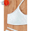Sexy Bikini 2 pièces Bandeau Push-Up Brodé Ajouré Bas Tangua - Couleurs Lagon