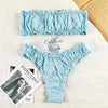 Sexy Bikini 2 pièces Brodé Ajouré à Volant Bas Tangua - Couleurs Lagon