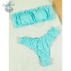 Sexy Bikini 2 pièces Brodé Ajouré à Volant Bas Tangua - Couleurs Lagon