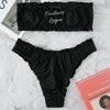 Sexy Bikini 2 pièces Brodé Ajouré à Volant Bas Tangua - Couleurs Lagon