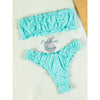 Sexy Bikini 2 pièces Brodé Ajouré à Volant Bas Tangua - Couleurs Lagon