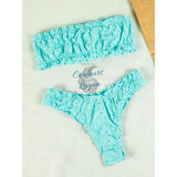 Sexy Bikini 2 pièces Brodé Ajouré à Volant Bas Tangua - Couleurs Lagon