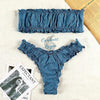 Sexy Bikini 2 pièces Brodé Ajouré à Volant Bas Tangua - Couleurs Lagon