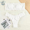 Sexy Bikini 2 pièces Brodé Ajouré à Volant Bas Tangua - Couleurs Lagon