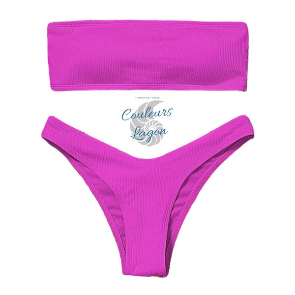 Sexy Bikini deux pièces Micro Bandeau Culotte Taille Haute Tangua Brésilien - Couleurs Lagon