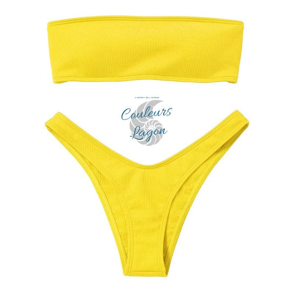 Sexy Bikini deux pièces Micro Bandeau Culotte Taille Haute Tangua Brésilien - Couleurs Lagon
