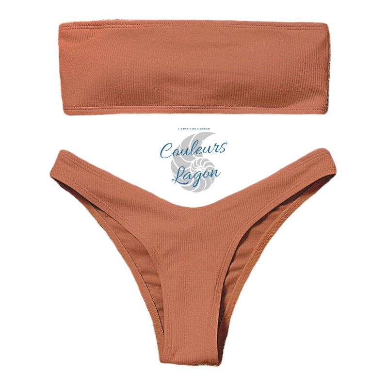Sexy Bikini deux pièces Micro Bandeau Culotte Taille Haute Tangua Brésilien - Couleurs Lagon