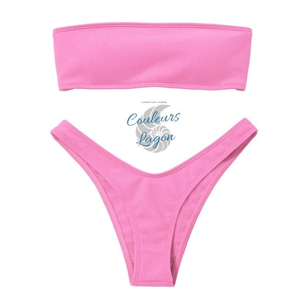 Sexy Bikini deux pièces Micro Bandeau Culotte Taille Haute Tangua Brésilien - Couleurs Lagon