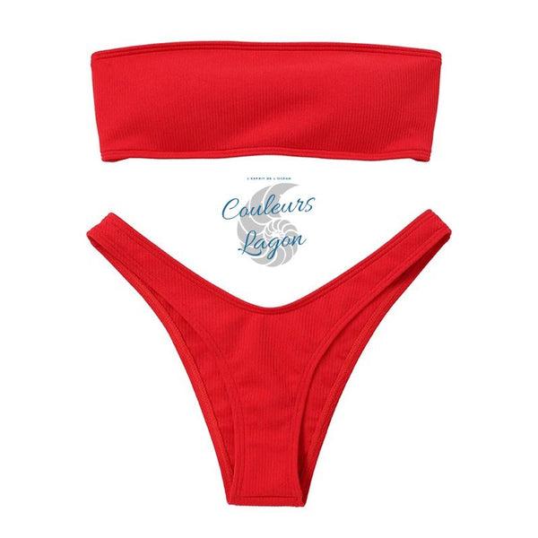 Sexy Bikini deux pièces Micro Bandeau Culotte Taille Haute Tangua Brésilien - Couleurs Lagon