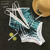 Sexy Monokini Push Up Dos nu Vert Tropical V-RUSH - Couleurs Lagon