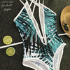 Sexy Monokini Push Up Dos nu Vert Tropical V-RUSH - Couleurs Lagon