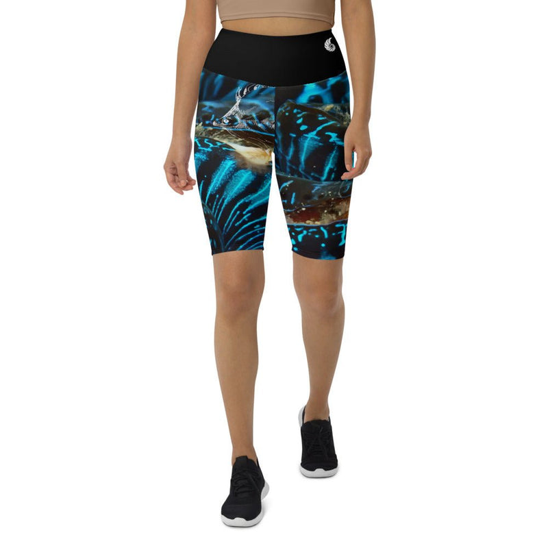 Short Cycliste Taille Haute BLEU BENITIER Ceinture Noir 1 Poche - Couleurs Lagon