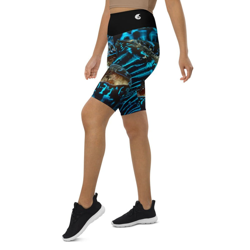 Short Cycliste Taille Haute BLEU BENITIER Ceinture Noir 1 Poche - Couleurs Lagon