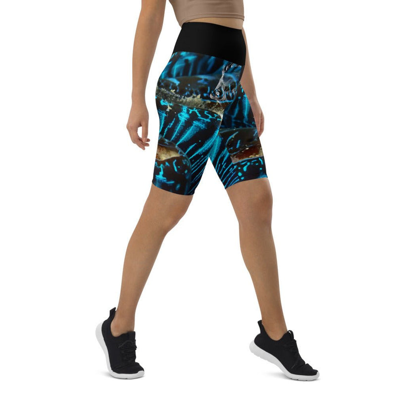 Short Cycliste Taille Haute BLEU BENITIER Ceinture Noir 1 Poche - Couleurs Lagon