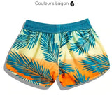 Short surf femme aquagym plage piscine motif tropical — Couleurs Lagon