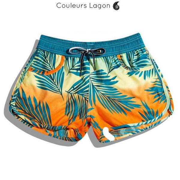 Short natation femme motif sunset polyester — Couleurs Lagon Pacifique