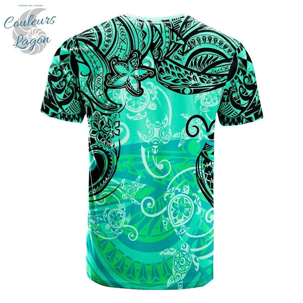 T-shirt Art Polynésie Harajuku Streetwear Unisexe Manche Courte - Couleurs Lagon