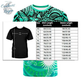 T-shirt Art Polynésie Harajuku Streetwear Unisexe Manche Courte - Couleurs Lagon