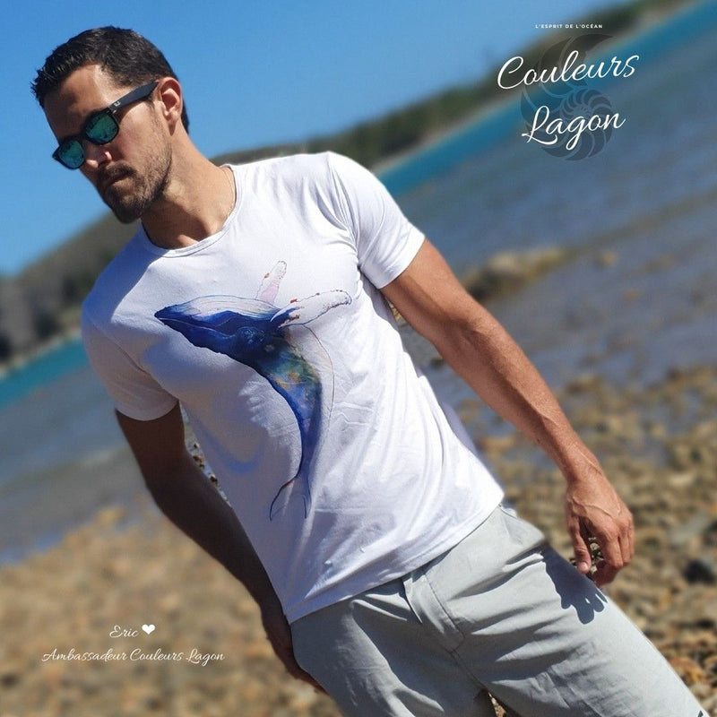 T-shirt Homme Baleine Aquarelle - Couleurs Lagon