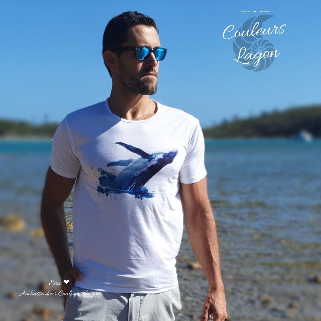 T-shirt Homme Baleine & Orque Aquarelle - Couleurs Lagon