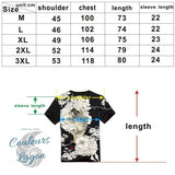 tailles - T-shirt Homme col rond Broderie Carpe Koï - Couleurs Lagon