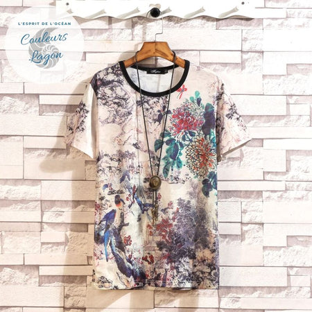T-shirt Homme Estampe Japonaise - Couleurs Lagon