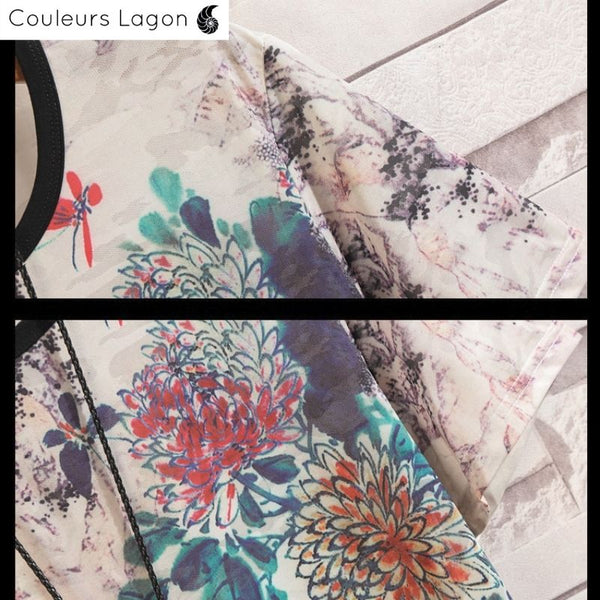 T-shirt Homme Estampe Japonaise - Couleurs Lagon