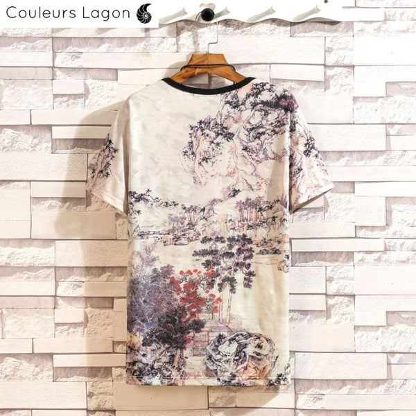 T-shirt Homme Estampe Japonaise - Couleurs Lagon