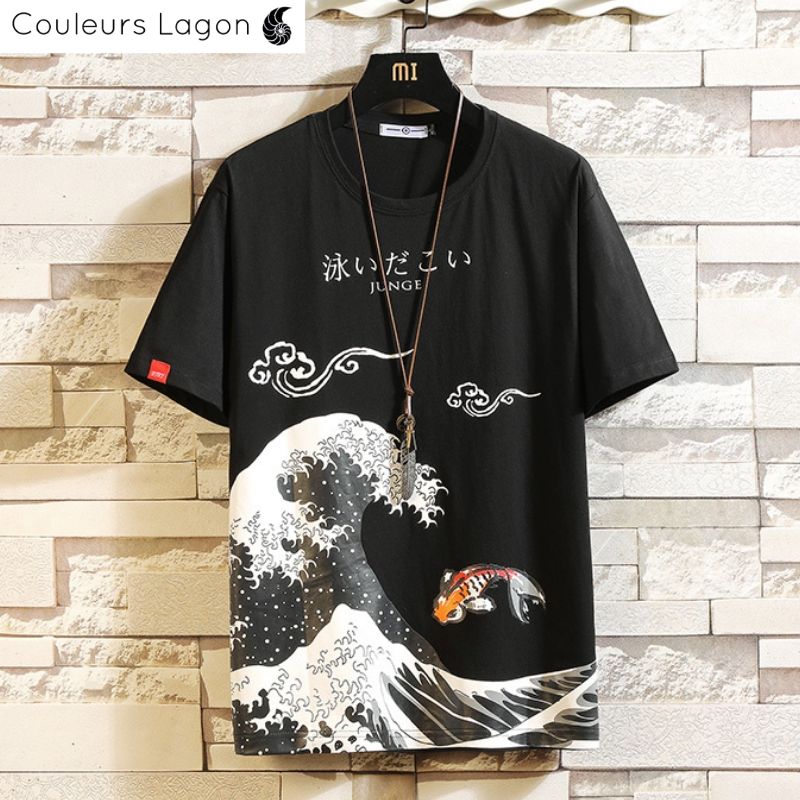 T-shirt Homme Grande Vague KANAGAWA - Couleurs Lagon