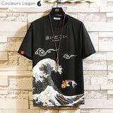T-shirt Homme Grande Vague KANAGAWA - Couleurs Lagon - noir