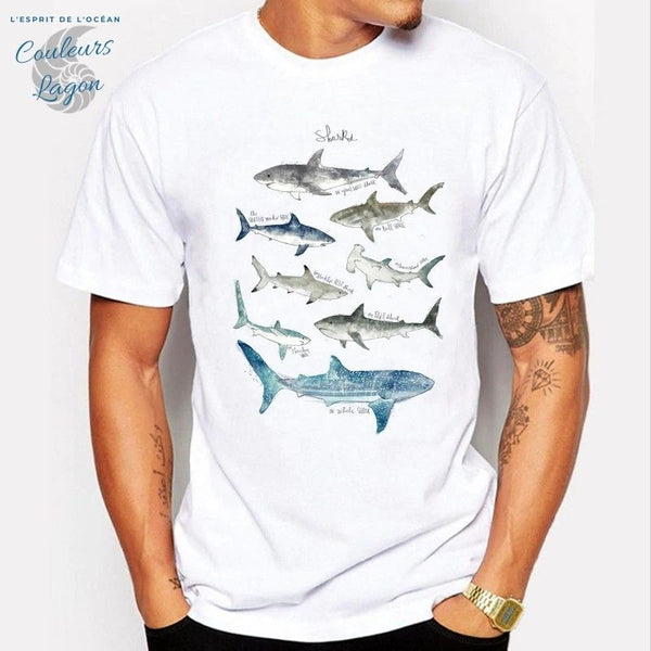 T-shirt Homme Requin & Baleine - Couleurs Lagon