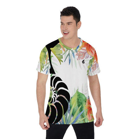 T-Shirt Hommes Grandes Tailles Floral Hibiscus - Couleurs Lagon