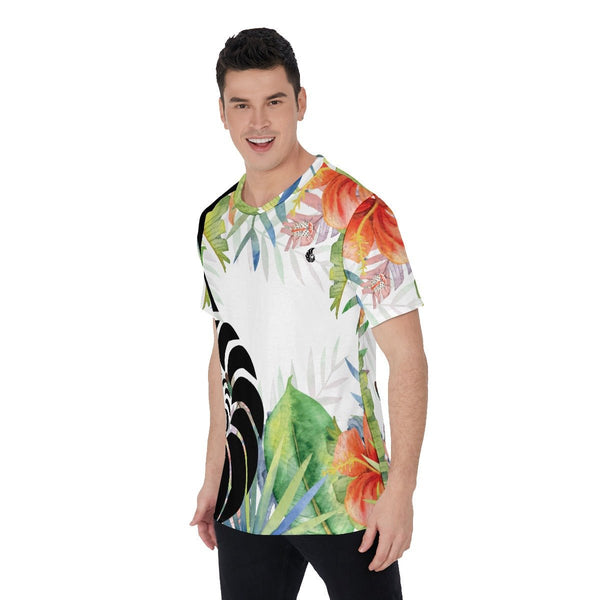 T-Shirt Hommes Grandes Tailles Floral Hibiscus - Couleurs Lagon
