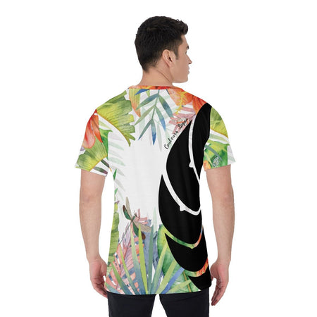 T-Shirt Hommes Grandes Tailles Floral Hibiscus - Couleurs Lagon