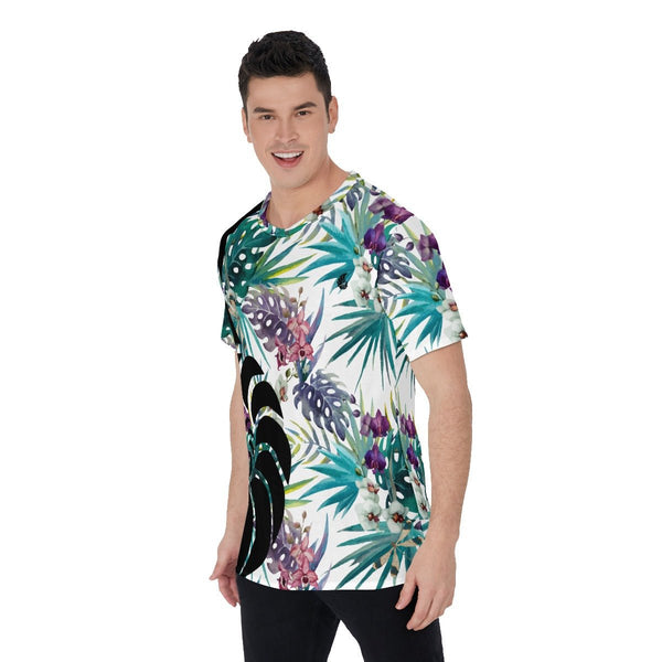 T-Shirt Hommes Grandes Tailles Floral Palmier - Couleurs Lagon