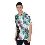 T-Shirt Hommes Grandes Tailles Floral Palmier - Couleurs Lagon