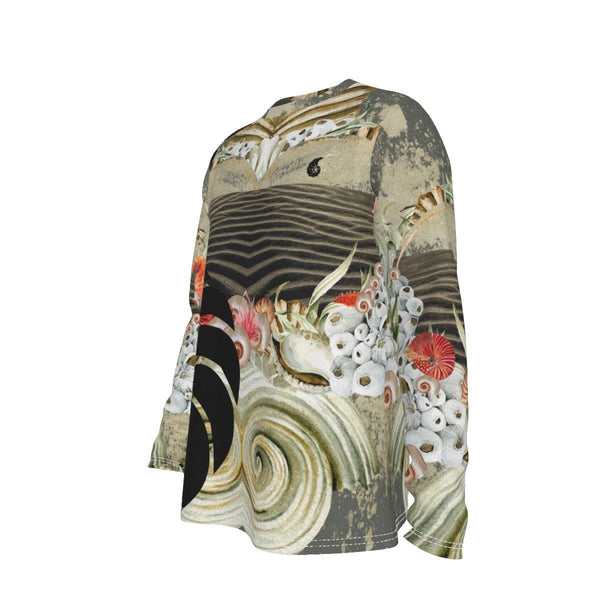 T-Shirt Hommes Grandes Tailles Manches Longues Sable et Coquillages - Couleurs Lagon