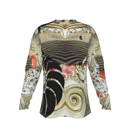 T-Shirt Hommes Grandes Tailles Manches Longues Sable et Coquillages - Couleurs Lagon