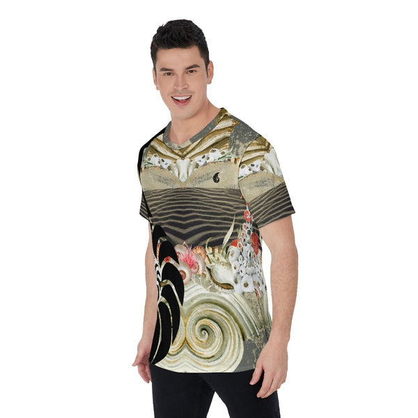 T-Shirt Hommes Grandes Tailles Sable et Coquillages - Couleurs Lagon