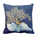Taie d'oreiller Corail Poisson et Coquillage Bleu Océan - Couleurs Lagon